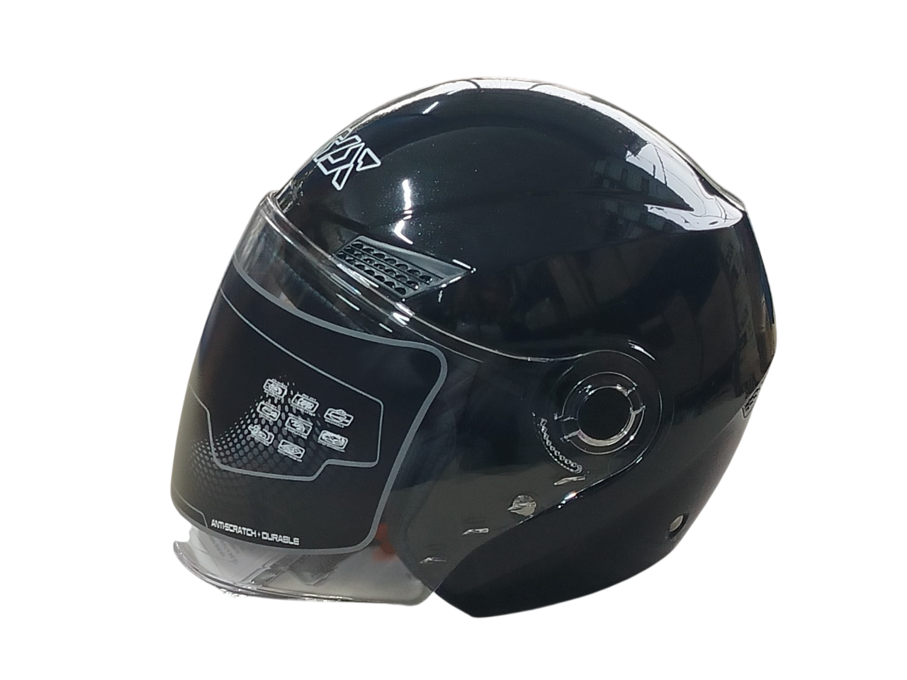 KASK PARLAK SİYAH ÇENESİZ (OF627 L)